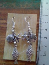 Ohrringe Ohrhänger Muschel, Seestern und Fisch (14)