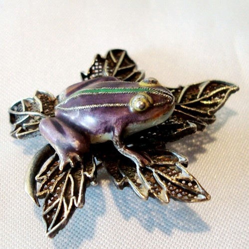 Alte emaille frosch brosche - alte,