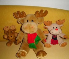 ELCHE Stofftier Kuscheltier  Plüschtier Weihnachten Dekoration  Vintage 3 Teilig