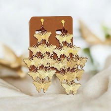 1 Paar XXL Ohrringe Ohrhänger Clips goldf leicht Anklipsen ohne Ohrlöcher 9cm