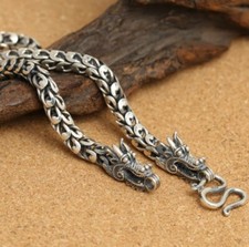 K07 Herren Kette Drache Drachenkopf Schuppen 55 cm 7 mm 925 Sterling Silber