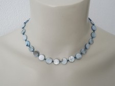 Perlmutt Kette Collier blau