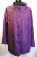 FLEECEJACKE, PONCHO, CAPE, ELEGANTE ÜBERGANGSJACKE, RAGLANÄRMEL, VIOLETT, GR 48