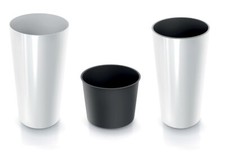 Blumenkübel Blumentopf Pflanzkübel Pflanztopf Hochglanz Slim Rund 3 Größen Weiß