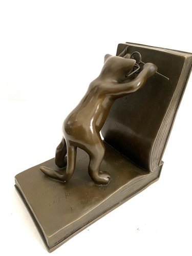 Katze figur bronze buchstütze - figur,