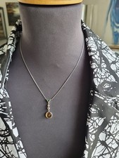 Collier, Platinkette und Weißgoldfassungen, Turmalin,braunen Brillanten, Citrin