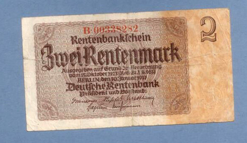Zwei rentenmark deutschen - zwei,