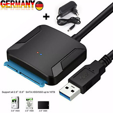 USB 3.0 zu SATA Adapter für 2.5" 3.5" Festplatte Kabel SDD HDD Konverter Schwarz