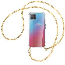 Handykette für Oppo A73 5G goldfarbene Kette (G) Hülle mit Band Kordel