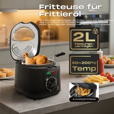 SUPERLEX Mini Friteuse Elektrische Fritteuse Fritöse Frittöse mit öl 2L 1300W