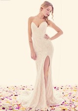 Designer ★ TI ADORA by Valentina Valenta ★ Brautkleid 38 weiss sexy Beinschlitz