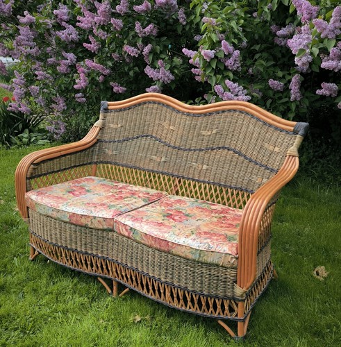 Vintage sofa aus korbgeflecht - sofa,