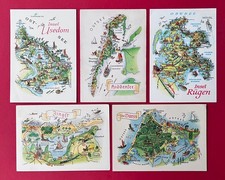 5 x DDR AK Landkarten 1968