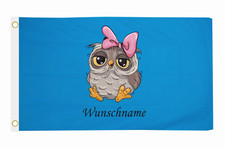 Fahne Flagge kleine Eule blau