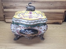 Wong Lee Porzellan Bronze Deckelschale Bonboniere Zier Schüssel 1895