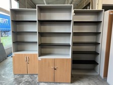 Steelcase Aktenschrank Regal 6 Ordnerhöhen Buche grau zweiteilig