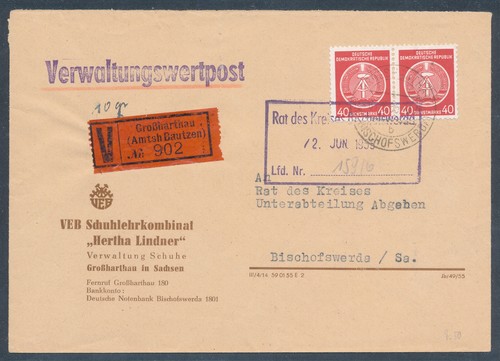 Ddr verwaltungswertpost mit - ddr:,