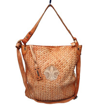 LEGIONNAIRE Schulter-Umhängetasche LETIZIA Satchel Leder geflochten Orange #3016