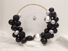 weihnachtsdeko Ring Holz Beleuchtet Weihnachtskugeln Schwarz Silber Weihnachten 