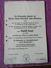 Nachlass-orig. Dokument-Doktor Titel-Uni-Halle-Wittenberg-1944-DDR Arzt Nachlass