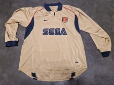 ARSENAL London 2001/02 FOOTBALL Jersey NIKE SEGA TRIKOT XL LS GOLD Match Worn
