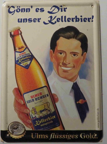Blechschild ulmer gold - blechschild, ochsen