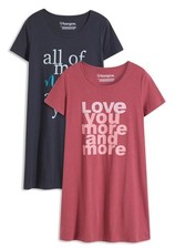 2 Damen Nachthemd blau +beere beide mit Motivdruck Baumwolle Gr 36 - 58 neu 4686