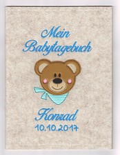Babytagebuch zur Geburt Personalisiert mit Name - Filz Taufgeschenk Babyalbum 6