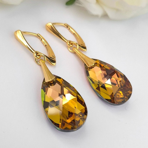 Goldene topas ohrringe mit - topas-ohrringe,
