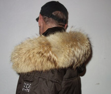 XXL Coyote Pelz Kapuze Kragen Echt Fell für Jacke Parka Mantel Real Kojote Fur
