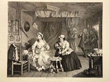 The Harlot’s Progress Apprehended Magistrate William Hogarth Antik Stahlstich
