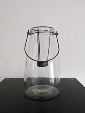 Windlicht aus Glas mit Henkel, Teelichthaltereinsatz, Höhe 26cm , Deko, Behälter