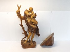 Holzfigur Hl. Christopherus mit Kind Handarbeit Oberammergau - aus Nachlass !