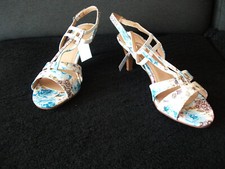 Sandalette 42 Stiletto Luxus Blumen Sommer Wedges Mules Abi Ball Party Pumps