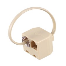 2X(RJ11 6P4C 2 Wege Auslauf Telefon Buchse Linie Splitter Adapter Beige O7H4)