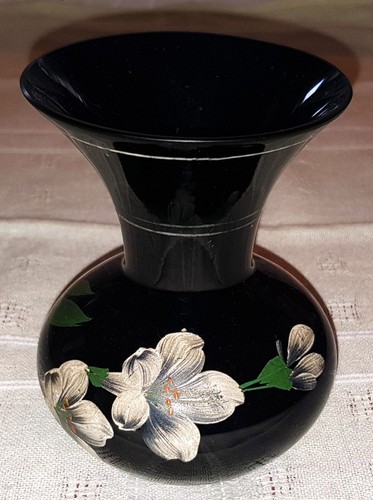 Glas vase hyalith schwarzglas - glas,