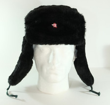 Russische Uschanka Pelz Kosaken Trapper Mütze Armee Abzeichen UdSSR Militär schwarz Mütze