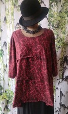 LA BASS Germany 52 54 Sweater Oversized Pullover Lagenlook Batik Rot Schwarz 