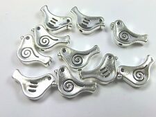 10 Spacer Vogel Charms 15mm Farbe antiksilber Metall basteln DIY Schmuck #S640