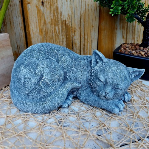 Steinfigur schlafende katze - schlafende,