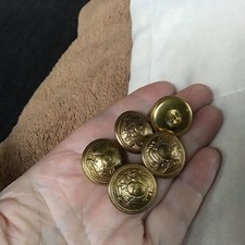 5 Metallknöpfe Dm 20 mm. Gold. Wappen Uniform Mantel-Knopf. Gewölbt. Vintage