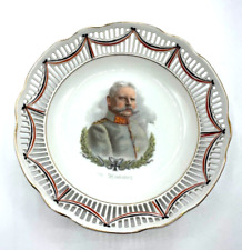 Antik Porzellan Durchbruch Schale I. WK Paul von Hindenburg Bildnis Ø 19,5 cm