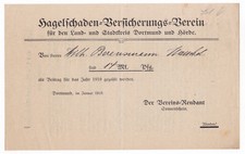 Beitrag bezahlt Hagelschaden Versicherungs-Verein 1919 Dortmund Hörde Rendant