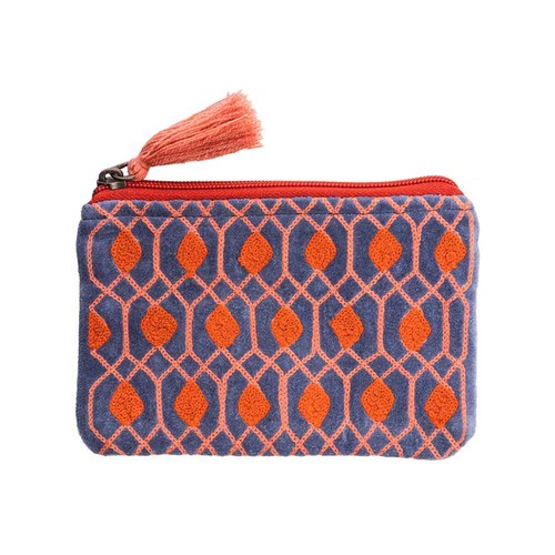 Samttäschchen retro blau - samttäschchen,