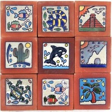 Fliesen 5x5, Palme, Delfin, Geko... 9 Stück - B-Ware [B-55-09-02] Mosaik Basteln