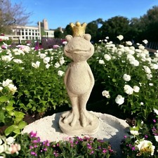 Steinfigur Froschkönig mit goldener Krone - Massiver Steinguss  2,4 kg