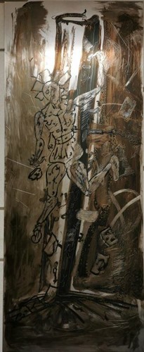 Orig ritzzeichnung auf metall - orig.,
