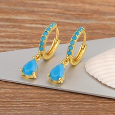 Gold Creolen mit Türkis Stein