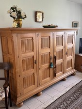 Eichenholzschrank Wohnzimmer, natur massiv, gesteckt, ca. 50 Jahre alt