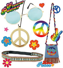 Zubehör-Set Hippie 5-teilig Stirnband Brille Tattoos Kette und Tasche 129861913F